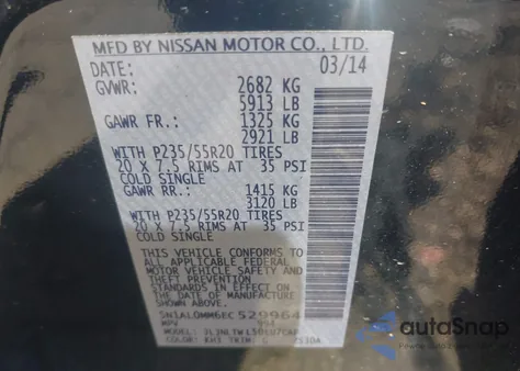 2014 Infiniti Qx60 from USA, damaged, VIN 5N1AL0MM6EC529964
